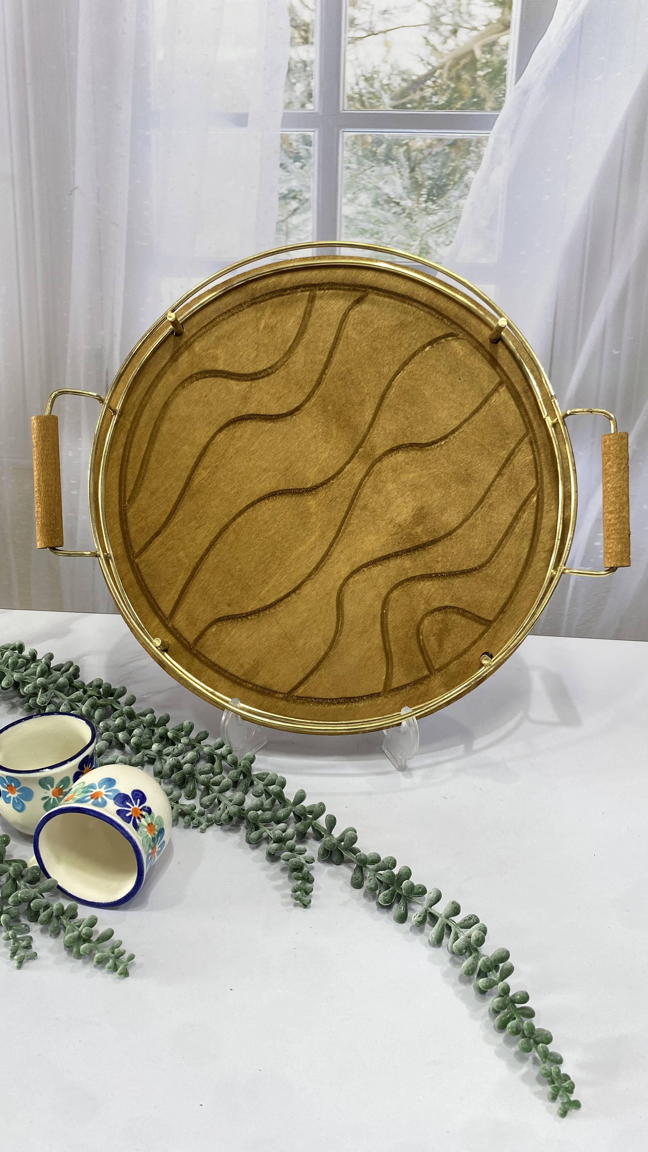 سینی پذیرایی چوبی گرد